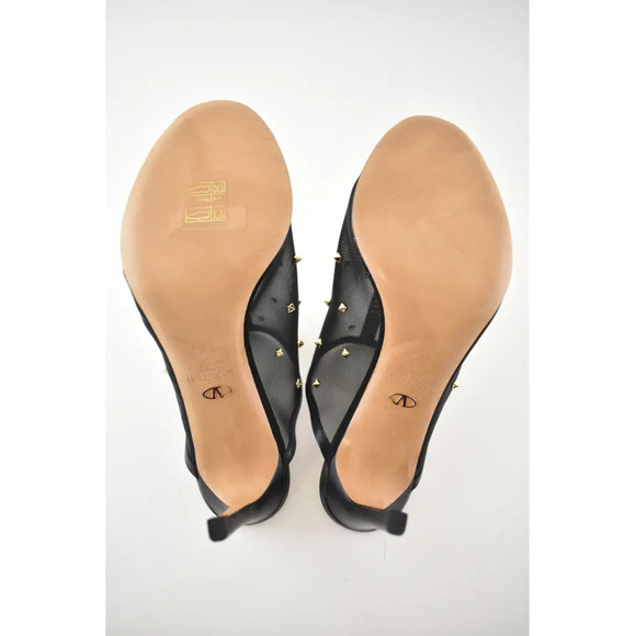 Valentino Rockstud Black Shining Mesh Mule Slide Backless Sandal Heel Pump 36.5 - Picture 10 of 10